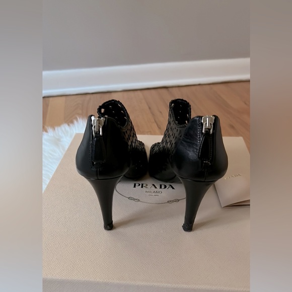 Prada Leather Peep Toe Booties - Picture 3 of 10